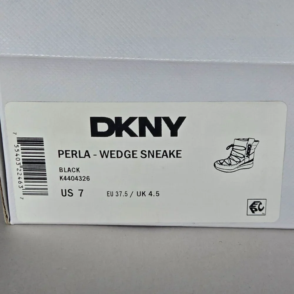 DKNY Women's Perla Black Wedge Winter Booties